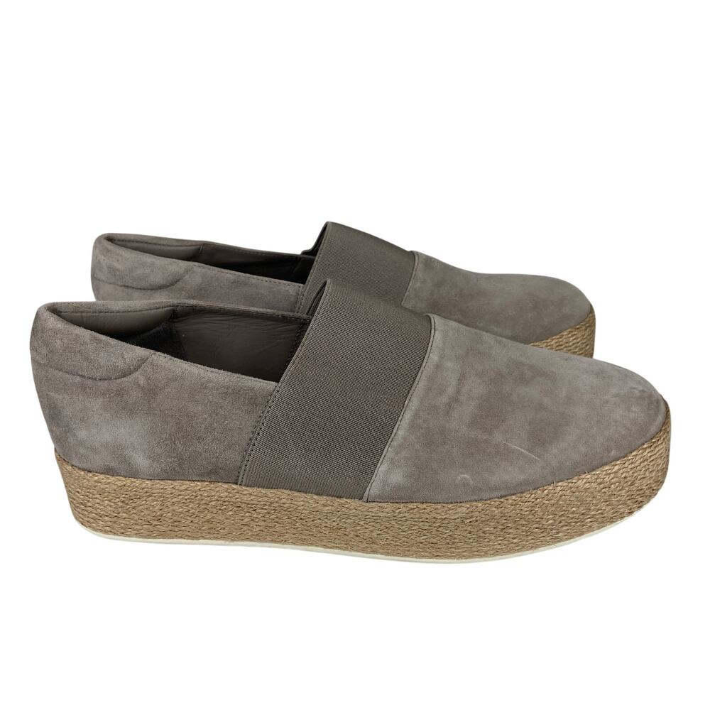 Vince Winford B Suede Leather Espadrille Platform Slip On Gray Size 7.5
